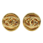 Chanel Earrings Gold Large CC Logo Presence 93
