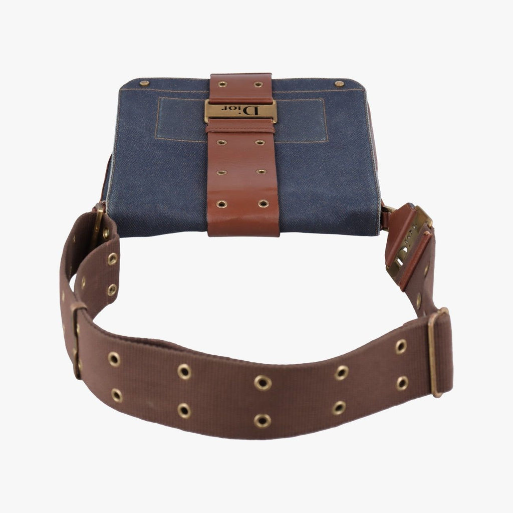 Dior Street Chic Brown Blue Canvas Leather Shoulder — view 8
