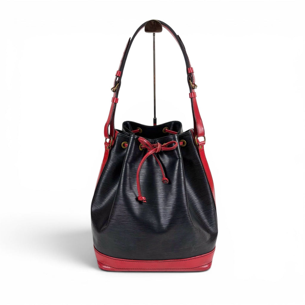 Louis Vuitton Noe Epi Leather Shoulder Bag Drawstring Black Red Noir — view 2