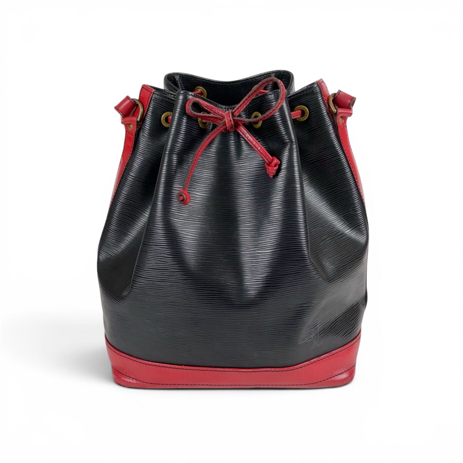 Louis Vuitton Noe Epi Leather Shoulder Bag Drawstring Black Red Noir — view 4