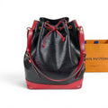 Louis Vuitton Noe Epi Leather Shoulder Bag Drawstring Black Red Noir