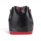 Louis Vuitton Noe Epi Leather Shoulder Bag Drawstring Black Red Noir — view 5