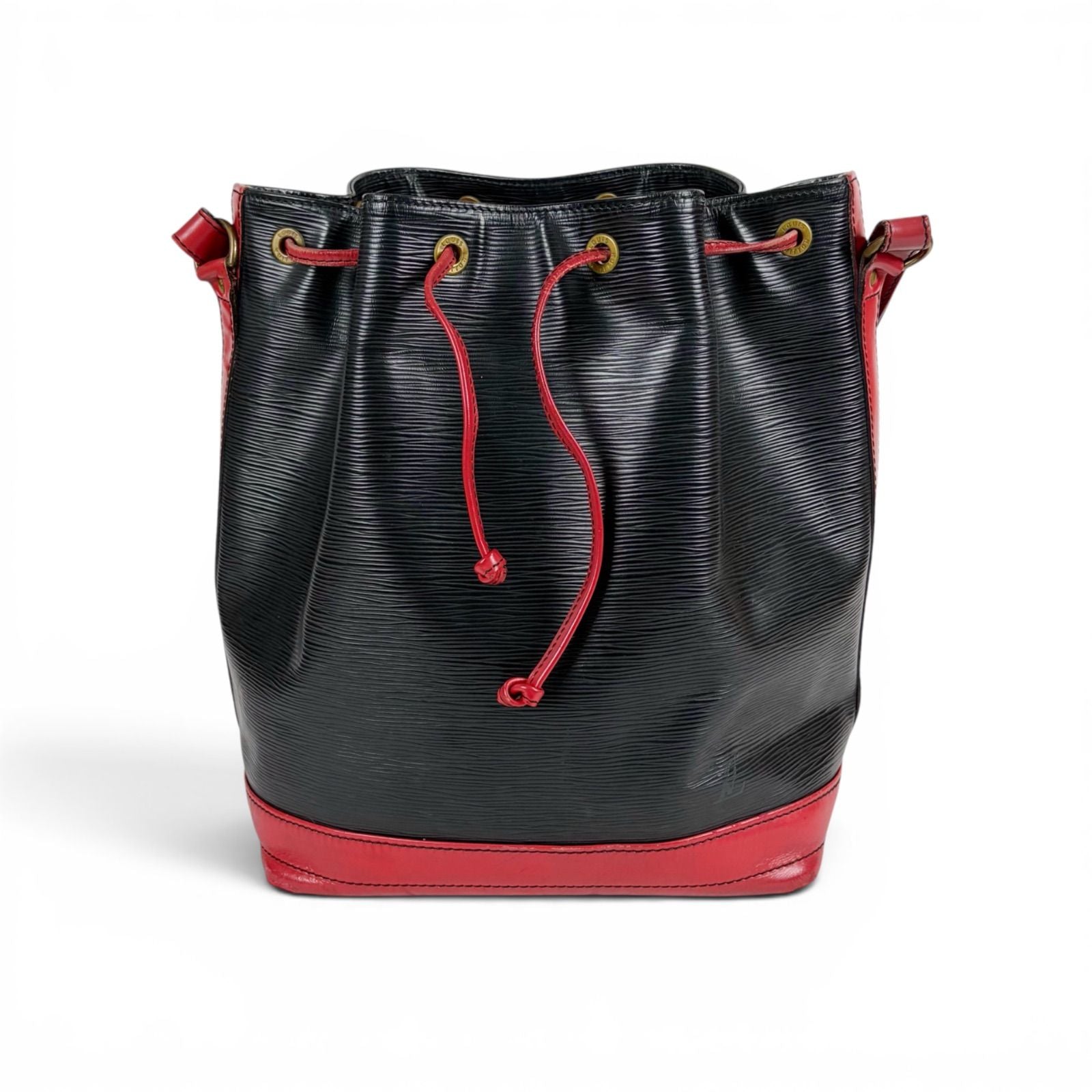 Louis Vuitton Noe Epi Leather Shoulder Bag Drawstring Black Red Noir — view 6