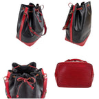 Louis Vuitton Noe Epi Leather Shoulder Bag Drawstring Black Red Noir — view 8