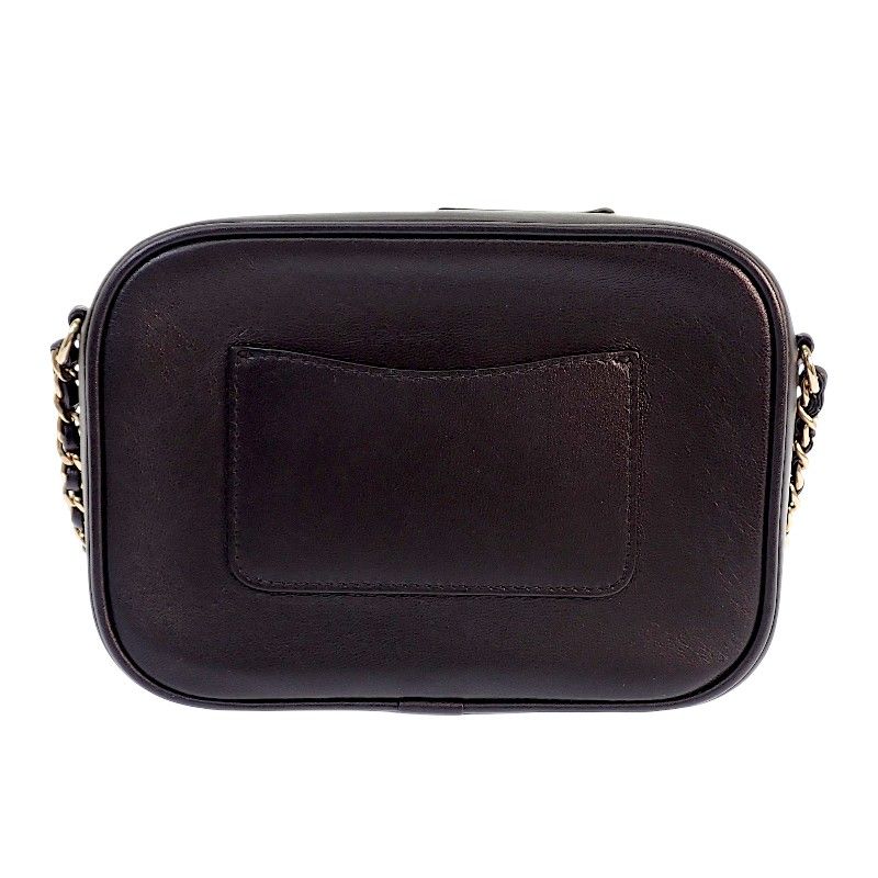 Chanel CC Logo Chain Shoulder Camera Bag Lambskin Black Gold — view 2