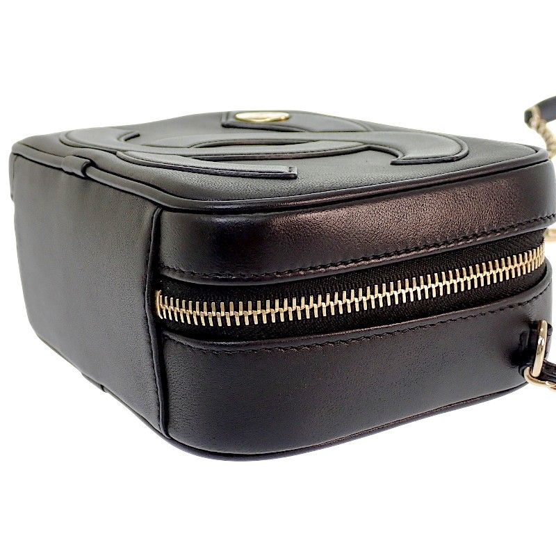 Chanel CC Logo Chain Shoulder Camera Bag Lambskin Black Gold — view 5
