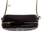 Chanel CC Logo Chain Shoulder Camera Bag Lambskin Black Gold — view 4