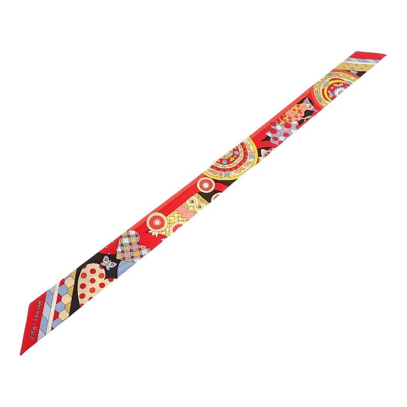 Hermes Twilly les Murmures de la Foret 08 Scarf Silk Red — view 3