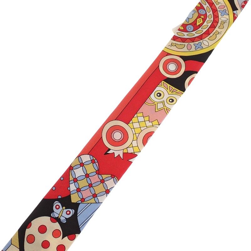 Hermes Twilly les Murmures de la Foret 08 Scarf Silk Red — view 6