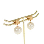 Celine Pearl Earrings Brass Gold White Both Ears Accessory Triomphe — view 4