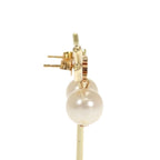 Celine Pearl Earrings Brass Gold White Both Ears Accessory Triomphe — view 6
