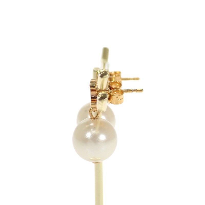 Celine Pearl Earrings Brass Gold White Both Ears Accessory Triomphe — view 5
