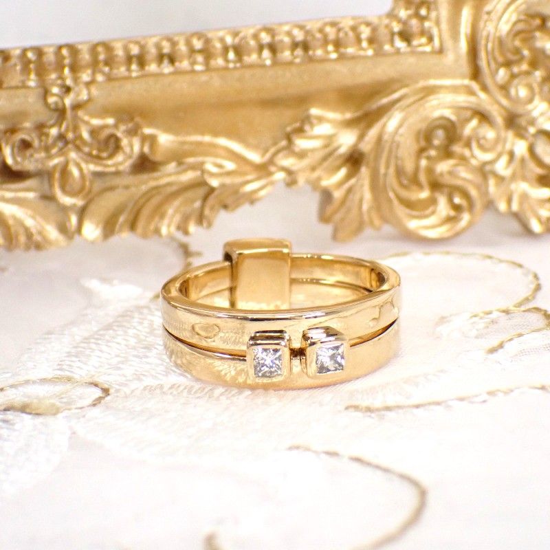 Hermes Double Strand Vintage Ring 18k Diamond 50