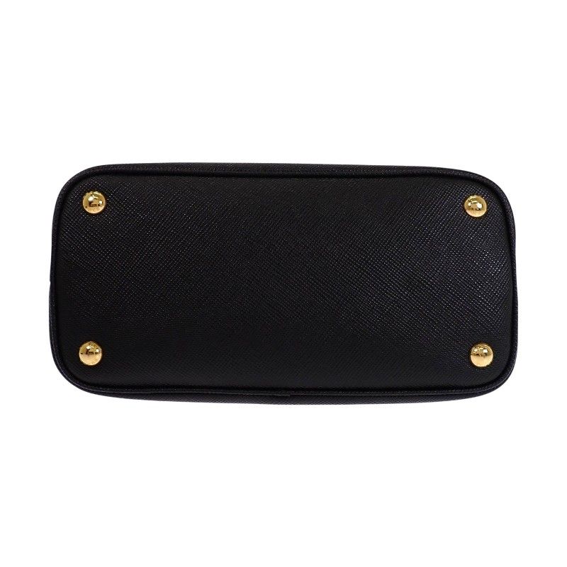 Prada Double Small Leather Doubre 2-Way Shoulder Bag Saffiano Black Gold — view 6