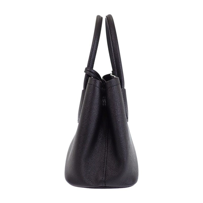 Prada Double Small Leather Doubre 2-Way Shoulder Bag Saffiano Black Gold — view 4