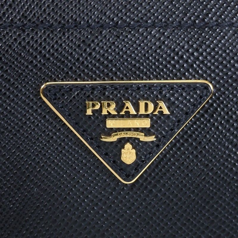 Prada Double Small Leather Doubre 2-Way Shoulder Bag Saffiano Black Gold — view 8