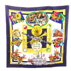Hermes Carre 90 the Original New Orleans Creole Jazz Vintage Scarf Silk Navy