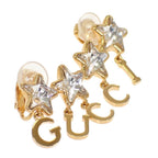 Gucci Script Logo Single Earrings Included Gold Plated Star — view 5