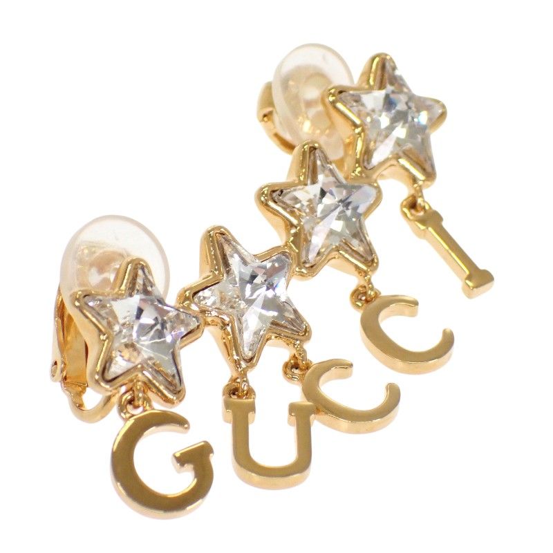 Gucci Script Logo Single Earrings Included Gold Plated Star — view 5