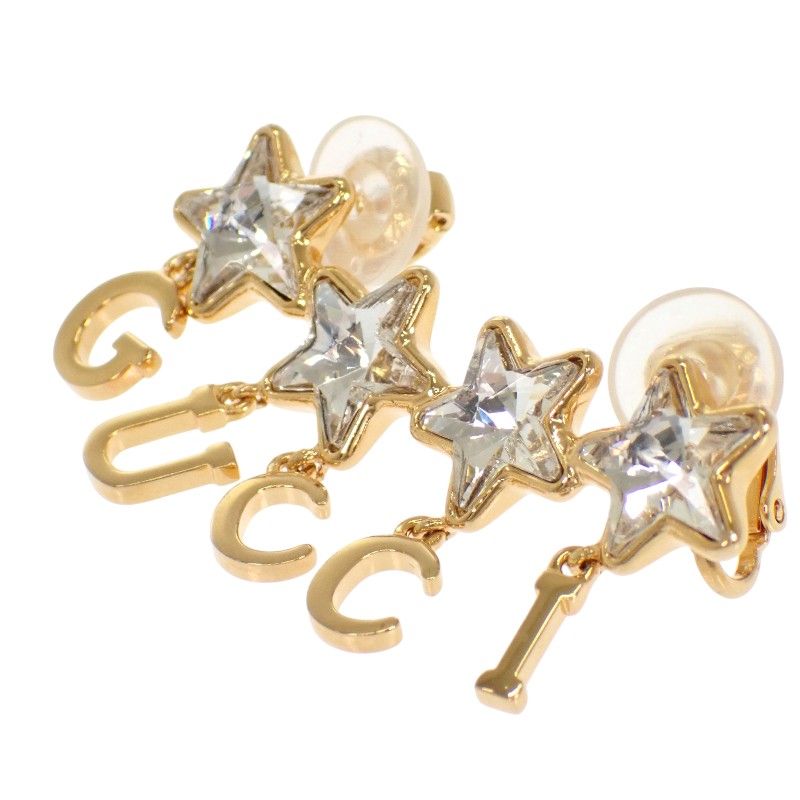 Gucci Script Logo Single Earrings Included Gold Plated Star — view 4