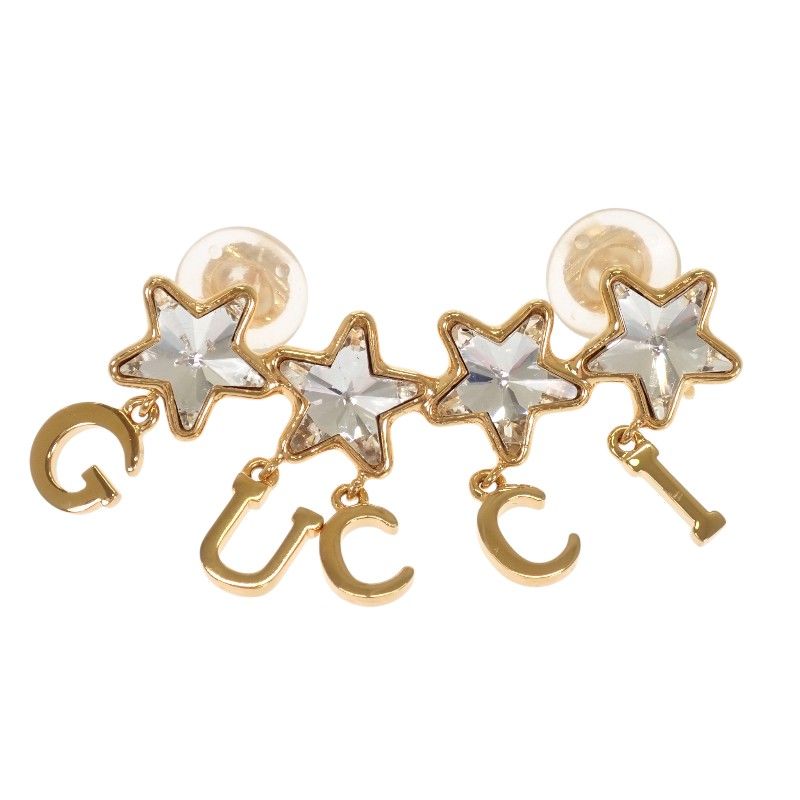 Gucci Script Logo Single Earrings Included Gold Plated Star — view 2