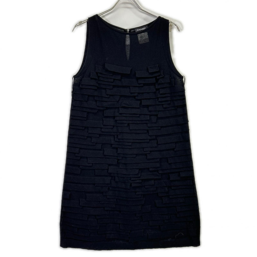 Chanel Linen Mixed Ruffle Knit Dress 42