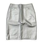 Chanel Silver Lambskin Tight Mini Skirt 38