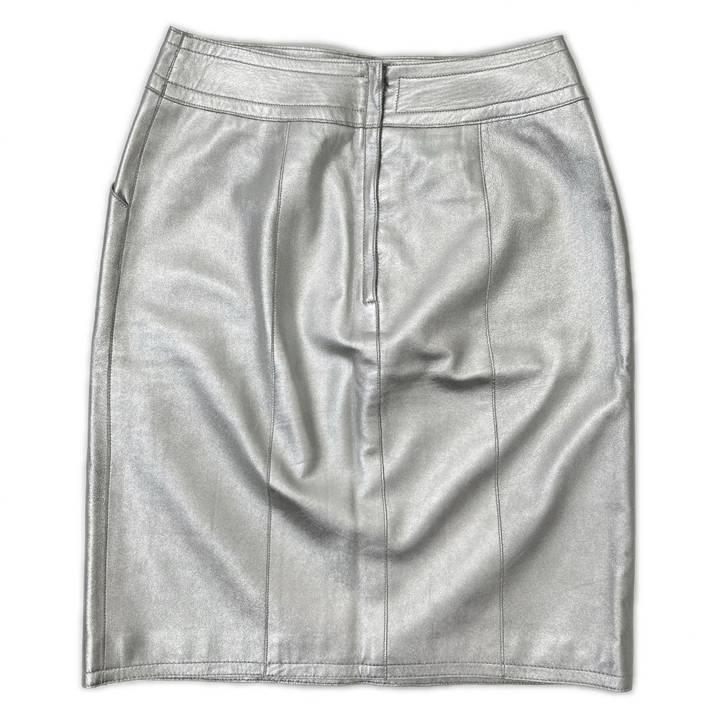 Chanel Silver Lambskin Tight Mini Skirt 38 — view 2