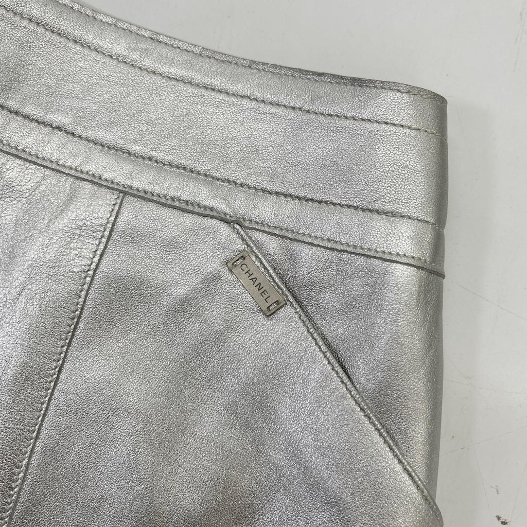 Chanel Silver Lambskin Tight Mini Skirt 38 — view 7