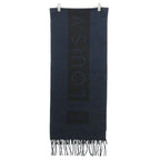 Louis Vuitton Scarf Cashmere Large Shawl Box Logo Line Fringe Black