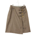 Hermes Skirt Wrap Leather Trimming Chaine D'ancre Gold Brown
