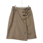 Hermes Skirt Wrap Leather Trimming Chaine D'ancre Gold Brown