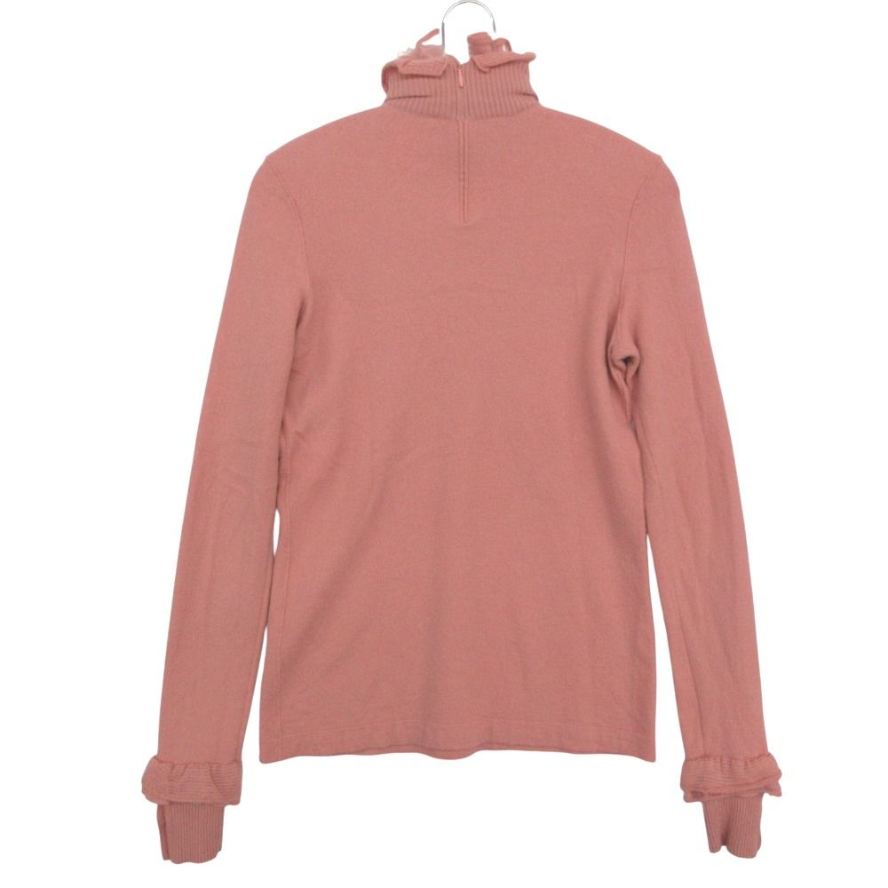 Chanel Knit Ruffles Tulle High Neck Sweater Long Sleeve Lion Gold Button Wool — view 2