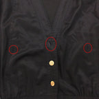 Chanel Dress Vintage Shirt Long Sleeve V-neck Clover Gold Button Black — view 5