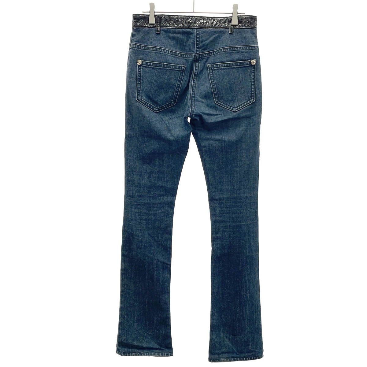 Chanel Lamb Patent Skinny Denim Pants Indigo Blue 36 — view 2
