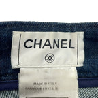 Chanel Lamb Patent Skinny Denim Pants Indigo Blue 36 — view 3