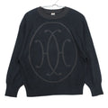 Hermes Knit Logo Sweater Long Sleeve Crew Neck Top Gray