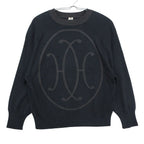 Hermes Knit Logo Sweater Long Sleeve Crew Neck Top Gray