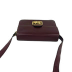 Celine Vintage Carriage Horse Logo Leather Shoulder Bag Wine — view 4