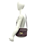 Celine Vintage Carriage Horse Logo Leather Shoulder Bag Wine — view 2