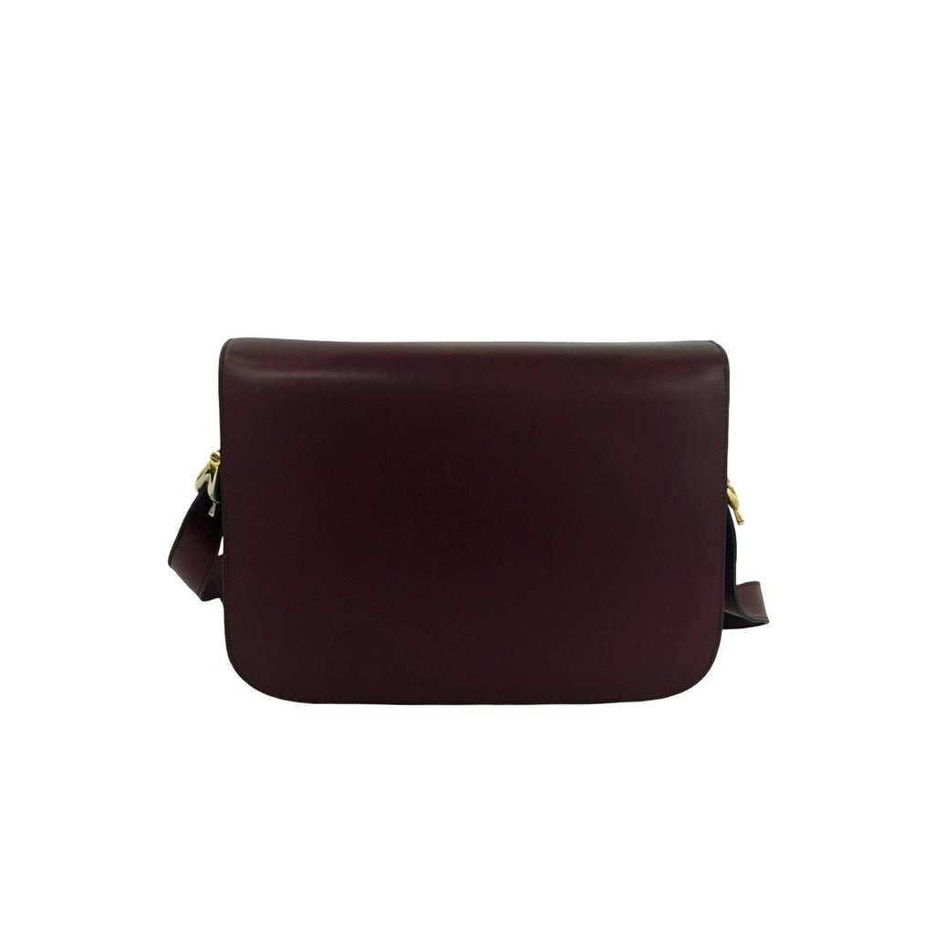 Celine Vintage Carriage Horse Logo Leather Shoulder Bag Wine — view 3