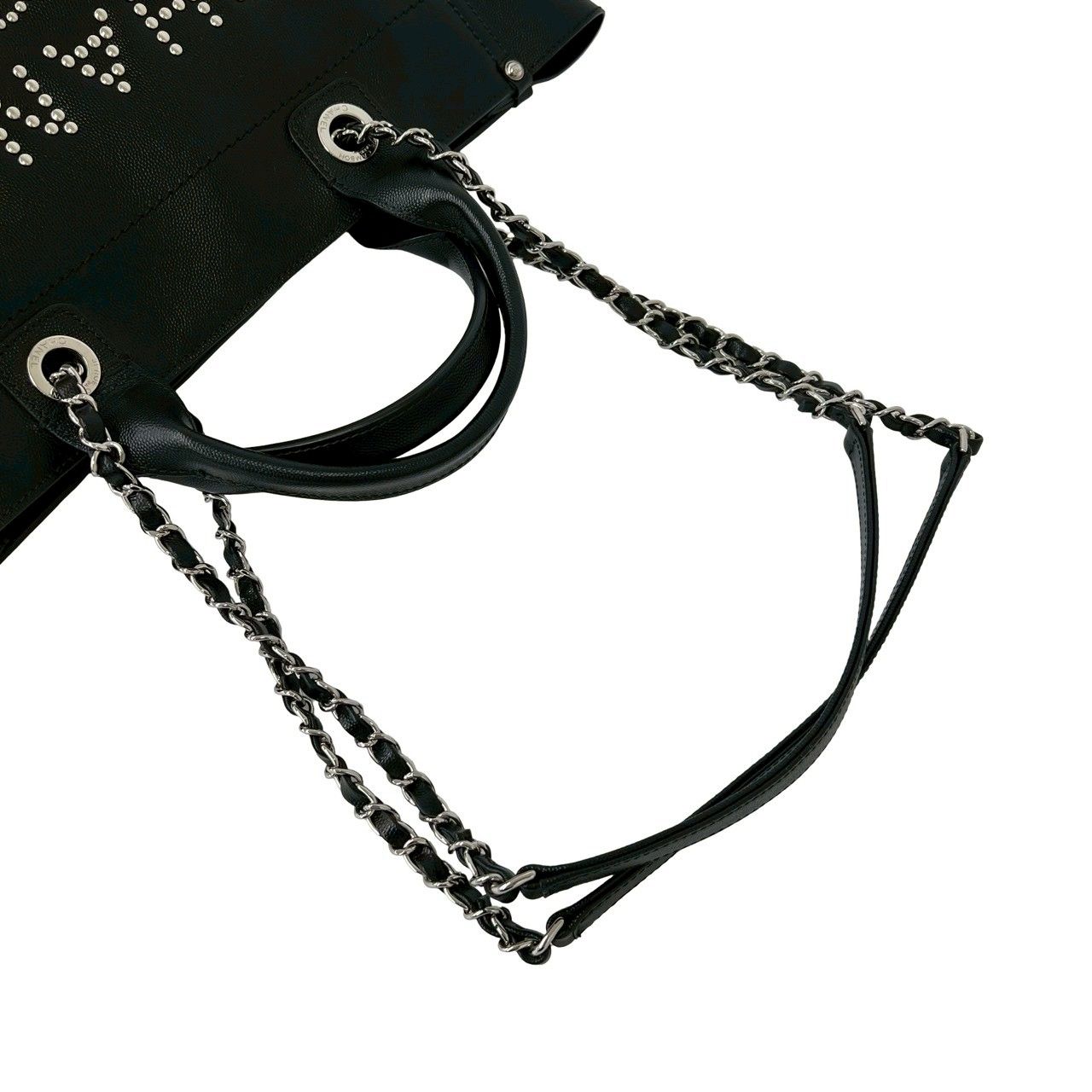 Chanel Seal Present 25 Deauville CC Logo Caviar Leather 2-Way Tote Black — view 4