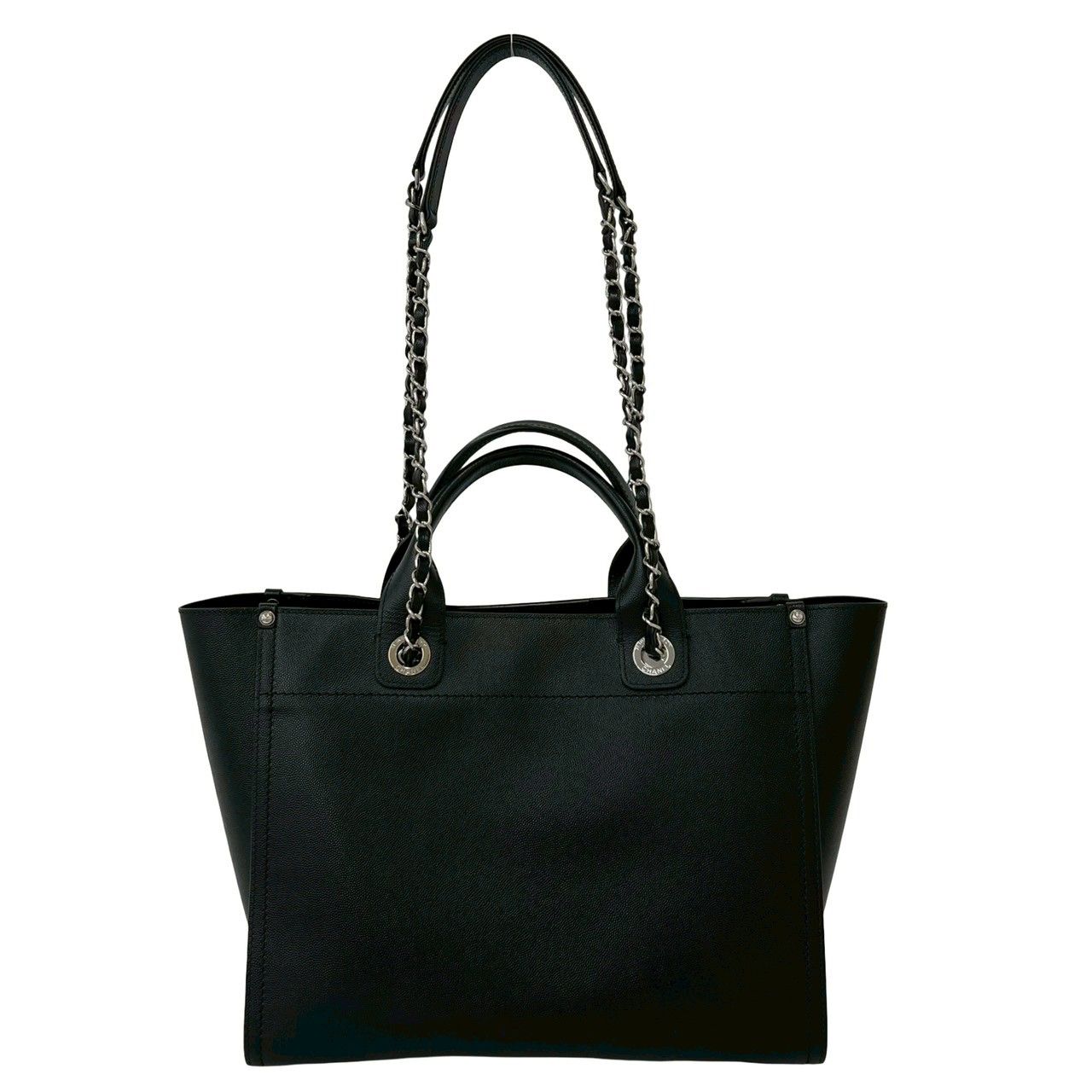 Chanel Seal Present 25 Deauville CC Logo Caviar Leather 2-Way Tote Black — view 3