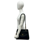 Chanel Vintage CC Logo Caviar Leather Shoulder Bag Mini Tote Black — view 2