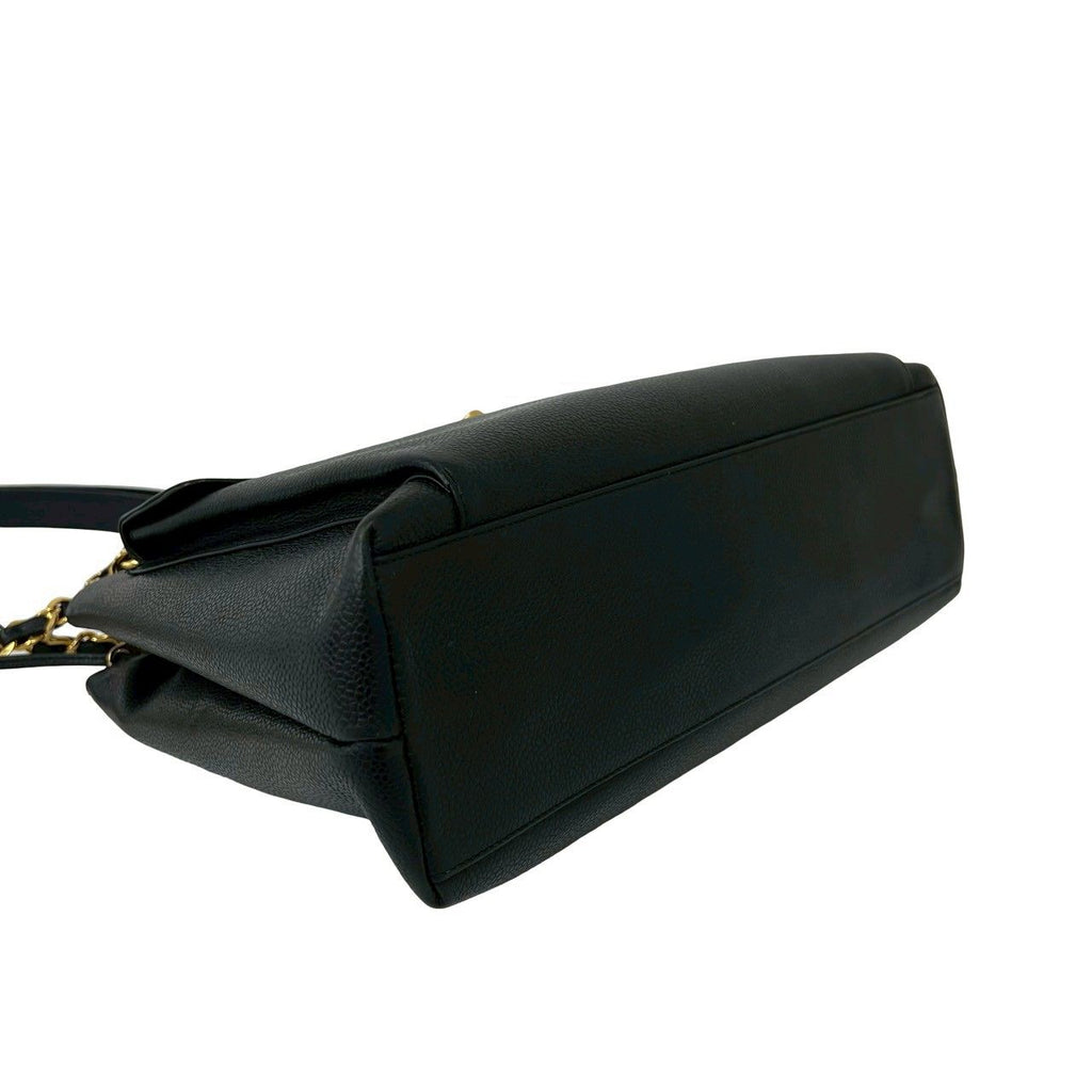 Chanel Vintage CC Logo Caviar Leather Shoulder Bag Mini Tote Black — view 7