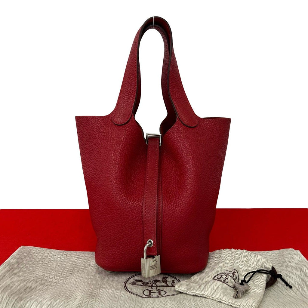 Hermes Picotin Lock PM Taurillon Clemence Handbag Rouge Casack with Bag
