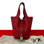 Hermes Picotin Lock PM Taurillon Clemence Handbag Rouge Casack with Bag