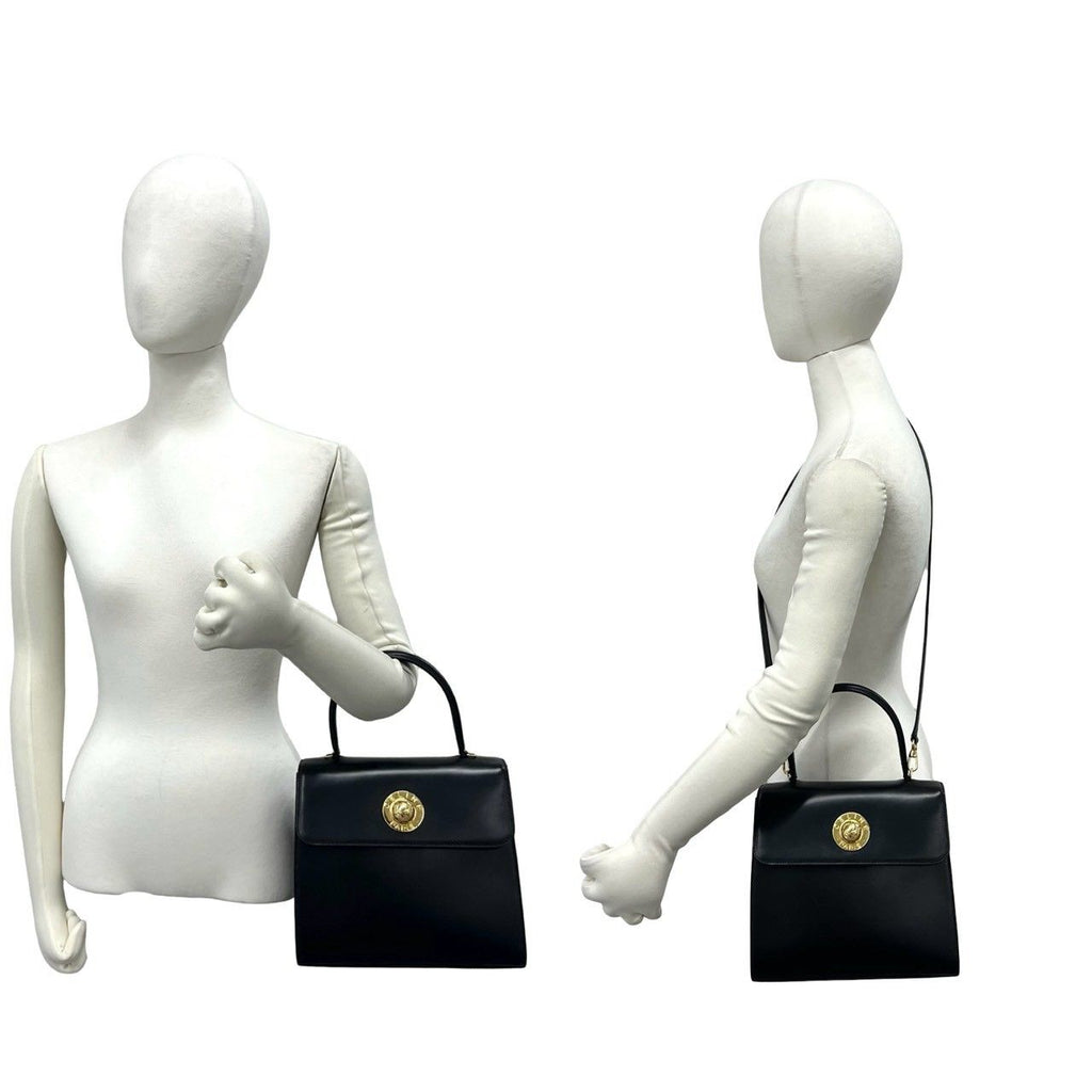 Celine Vintage Star Ball Logo Leather 2-Way Shoulder Bag Black — view 2