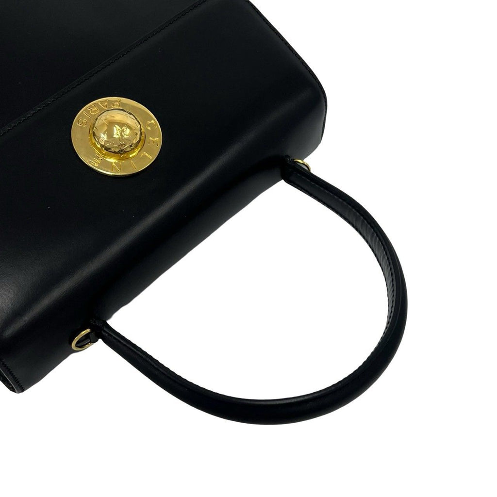 Celine Vintage Star Ball Logo Leather 2-Way Shoulder Bag Black — view 4