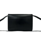 Celine Vintage Circle Logo Leather Shoulder Bag Pochette Sakosh Black — view 3